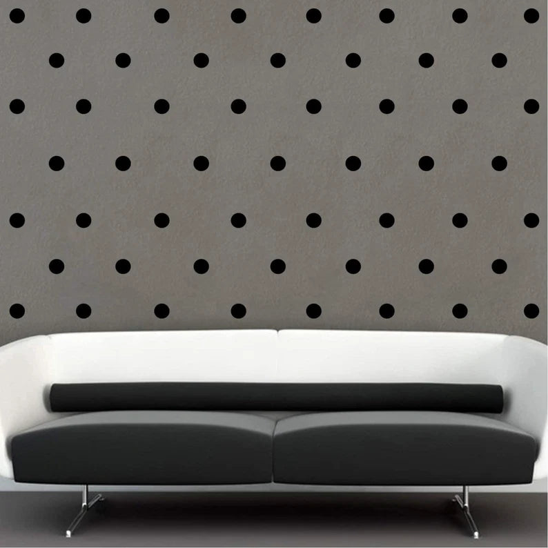 Polka Dots Pattern, 200 pack-Wall Art Decal, 1" x 1", Bedroom Living Room Wall Art Decoration, Peel Off Vinyl Sticker - BLACK