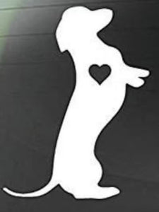 Dachshund Love Heart Standing Dog Decal White 5.5" Sticker for Car, Van, Laptops, Window etc