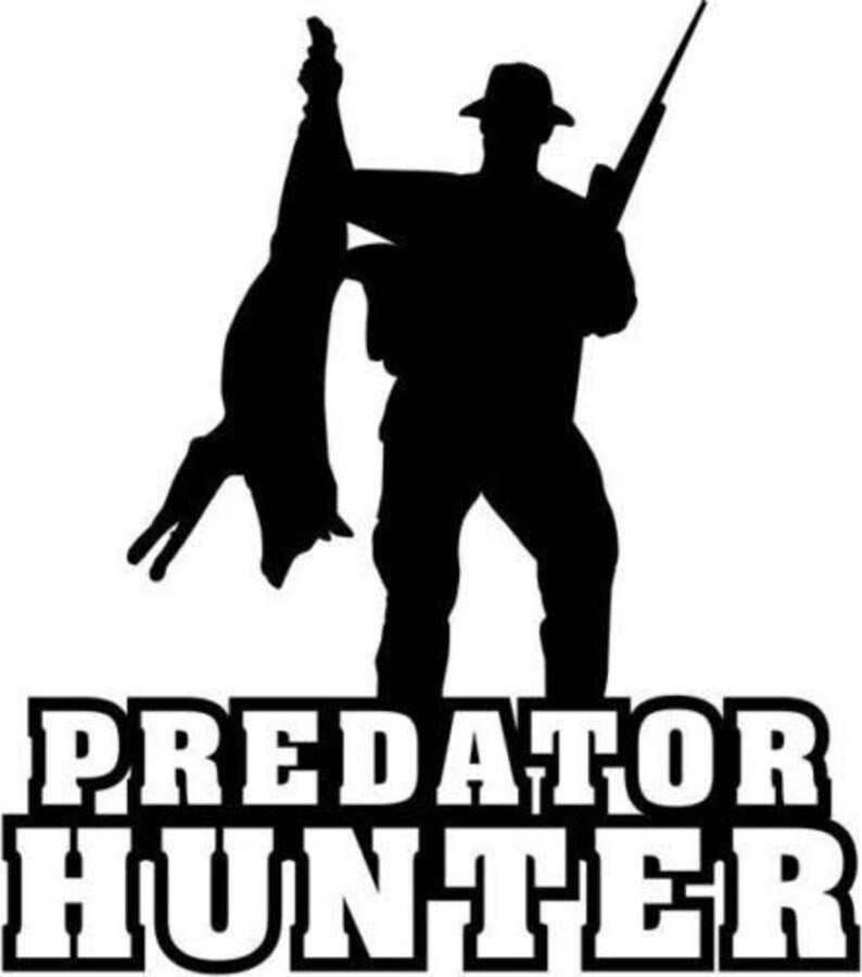 Predator Hunting Hunter (Set of 2) 6.5" Black Vinyl Decal Sticker, Car, Truck, Van, Hunting Tools