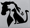 Animal Lovers, Horse, Dog, Cat (Set of 2) Decal Sticker in White 5.5" for Car, Van, Laptop, Window and Mirror etc.