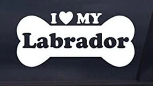 I Love my Labrador Cute Decal Stickers White 3"X7" for Laptops, Car, Van, Window, Mirrors, Pet Store