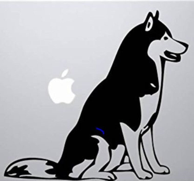 Siberian Husky Black/White - (Set of 2), Vinyl Decal Sticker for Laptop, Car, Van, Windows, Walls