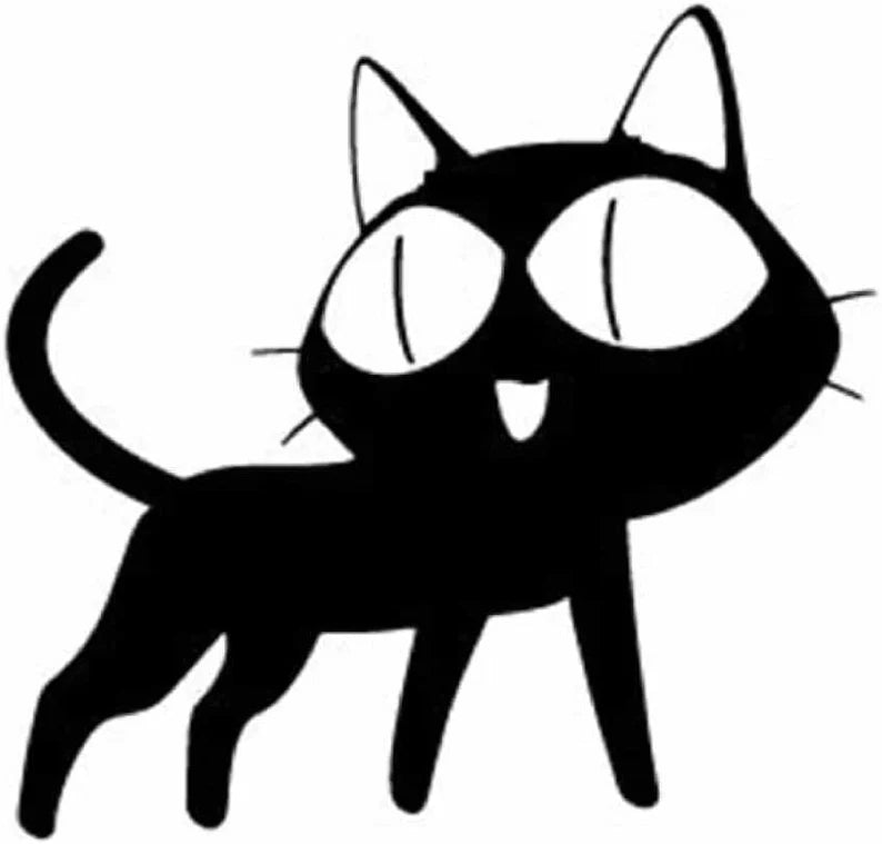 Anime Cat Black 5.5" (Set of 2), Vinyl Decal Sticker for Laptop, Apple Macbook, Car, Trucks, Window and Walls