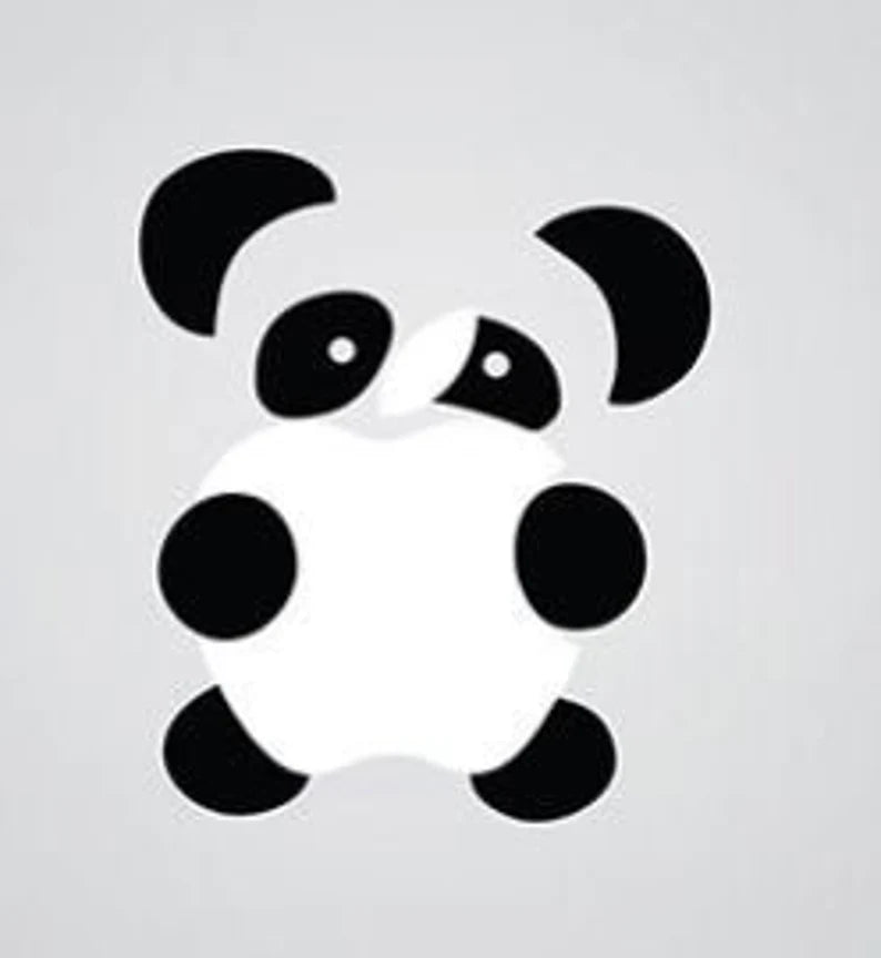 Panda Hugging 3" Black Vinyl Decal Sticker for Laptops, Apple Macbook, Window, Walls