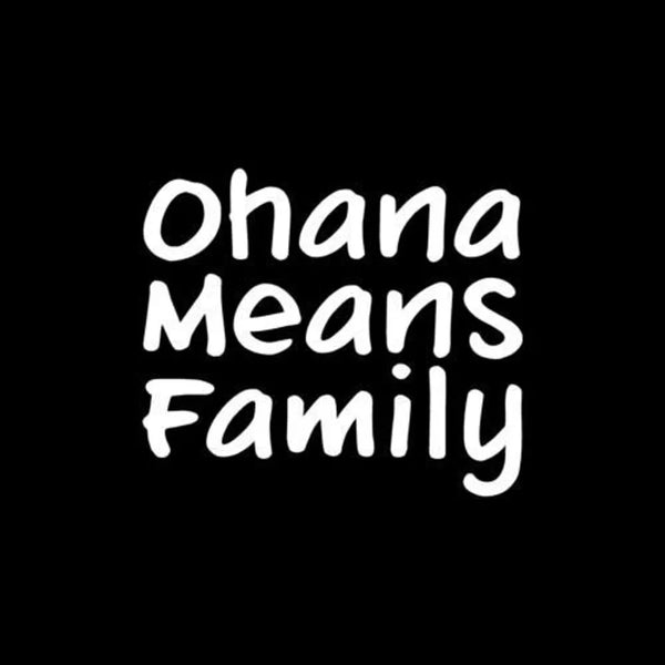 OHANA Means Family (Set of 2) White 5.5" Decal Sticker for Laptop, Car, Trucks, Vans, Window, Vans