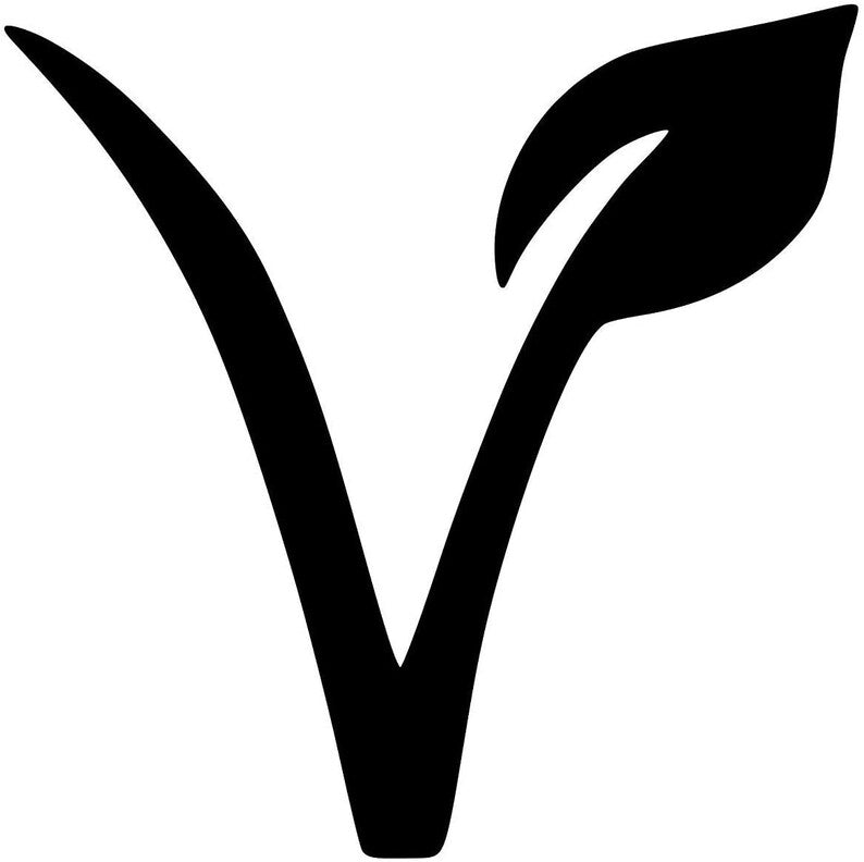 Vegan V (Set of 2) White 5" Decal Sticker, for Laptop, Car, Van, Truck, Windows, Walls