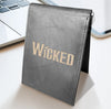 Wicked Musical Cowhide Leather Laser Engraved Minimalist Slim Money Clip RFID Blocking Front Pocket Men's Wallets