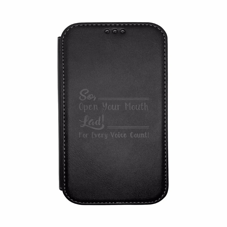So Open Your Mouth, Lad For Every Voice Count, Laser Engraved Leather Case For Iphone 12 Pro & Max, TPU Shockproof Case, Magnet, Leather