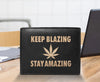 Keep Blazing Stay Amazing 14 Pockets Wallet RFID Diesel Card Organizer Cowhide Leather Laser Engraved Slimfold Luxury Purse Sleek and Slim