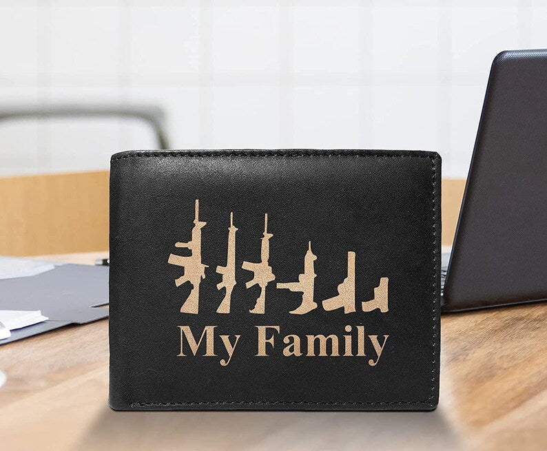 My Family 14 Pockets Wallet RFID Diesel Card Holder Organizer Cowhide Leather Laser Engraved Slimfold Luxury Purse Sleek and Slim