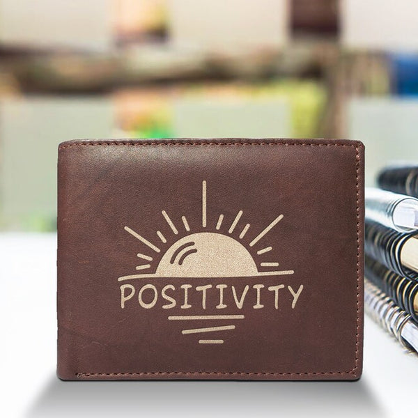 Positivity 14 Pockets Wallet RFID Diesel Card Holder Organizer Cowhide Leather Laser Engraved Slimfold Luxury Purse Sleek and Slim
