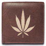 Marijuana Engraved Men Leather Wallet, RFID Slim Fold Luxury Purse Sleek and Slim, Money Clip Wallet, Bi-fold Wallet.