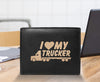 I Love my Trucker 14 Pockets Wallet RFID Diesel Card Holder Organizer Cowhide Leather Laser Engraved Slimfold Luxury Purse Sleek and Slim