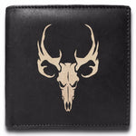 Dear Skull Engraved Men Leather Wallet, RFID Slim Fold Luxury Purse Sleek and Slim. Money Clip and Bi-Fold Wallets.