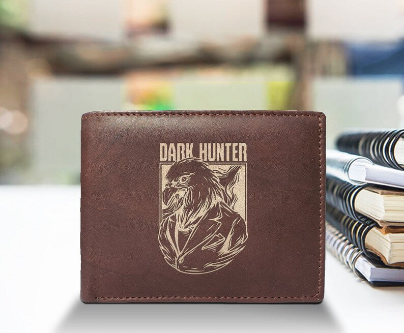 Dark Hunter 14 Pockets Wallet RFID Diesel Card Holder Organizer Cowhide Leather Laser Engraved Slimfold Luxury Purse Sleek and Slim