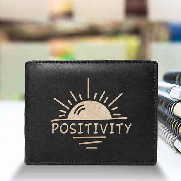 Positivity 14 Pockets Wallet RFID Diesel Card Holder Organizer Cowhide Leather Laser Engraved Slimfold Luxury Purse Sleek and Slim