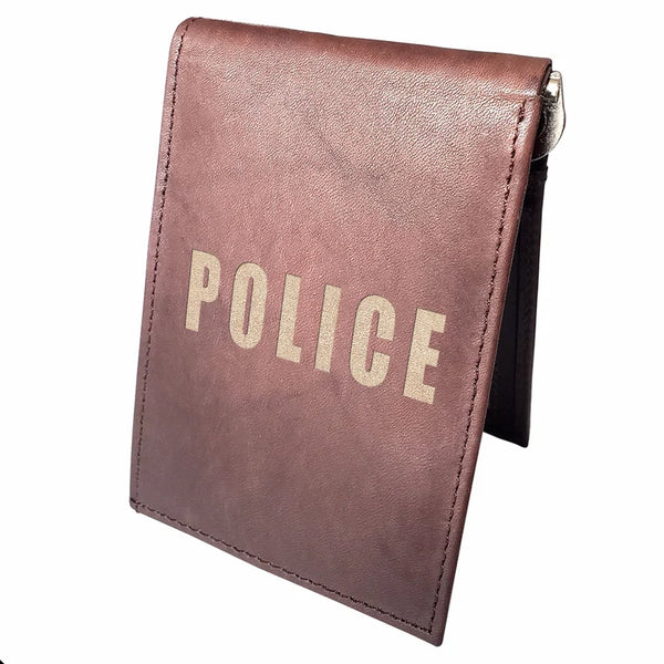 Police Engraved Men Leather Wallet, RFID Slim Fold luxury Purse Sleek and Slim, Bi-fold Wallet 14 Pockets, Money Clip Wallet.