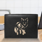 Fox Silhoutee Engraved Men Leather Wallet, RFID Slim Fold Luxury Purse Sleek and Slim, B-Fold Wallet 14 Pockets, Money Clip Wallet.