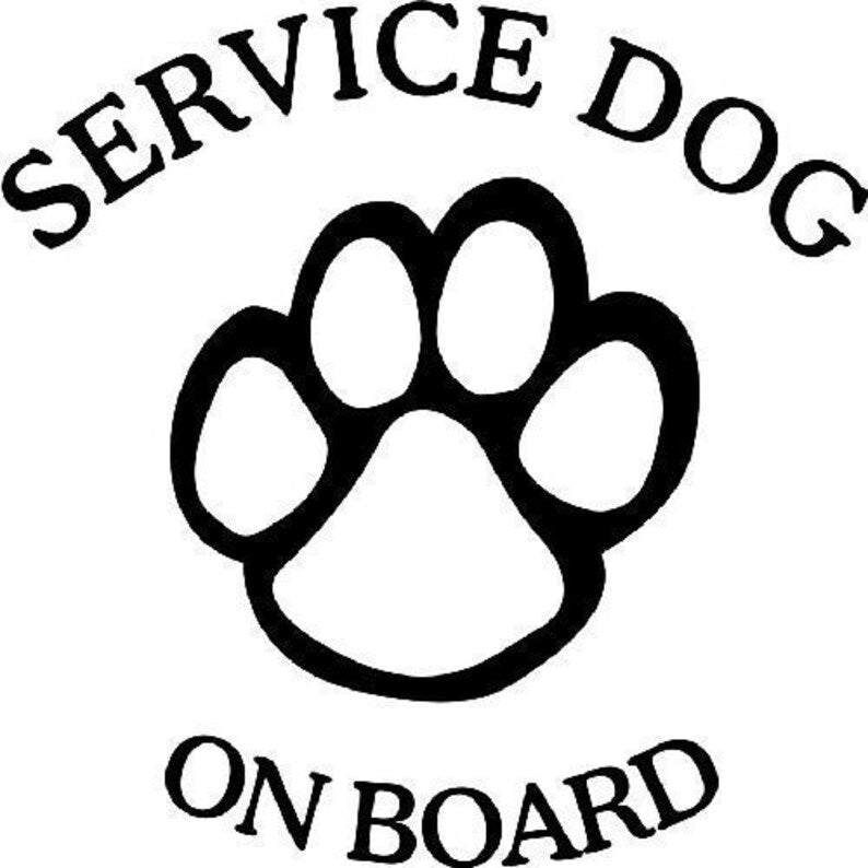 Service Dog On Board (Set of 2) Vinyl Decal Sticker White 6.5" for Car Bumpers, Van, Laptop, Wall, Window, Back Screen of Car